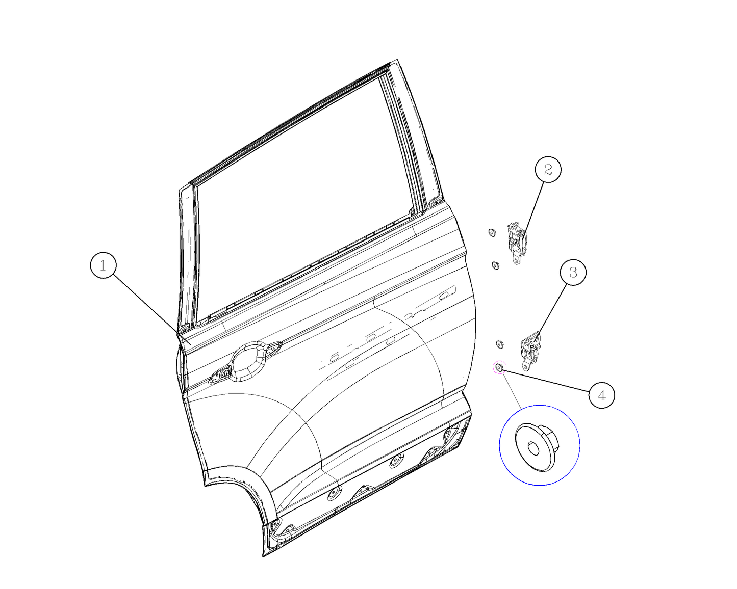 F1T1 - RIGHT REAR DOOR ASSEMBLY (ILLUMINATED VERSION)
