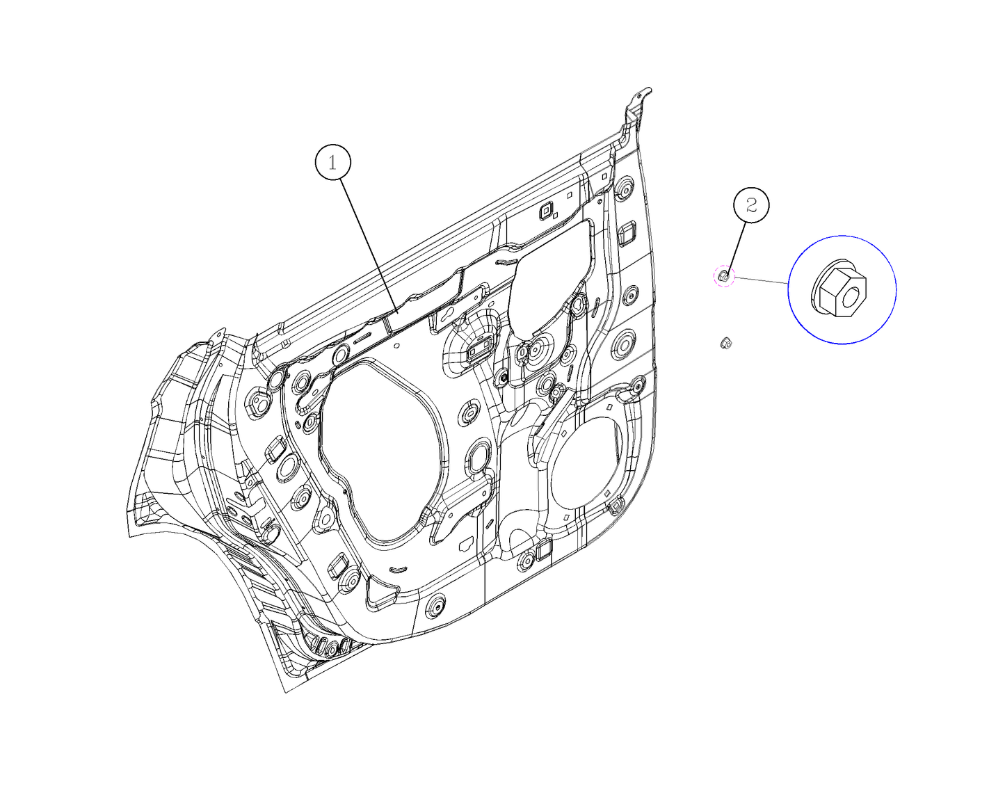 F1T1 - Left rear door inner panel body assembly
