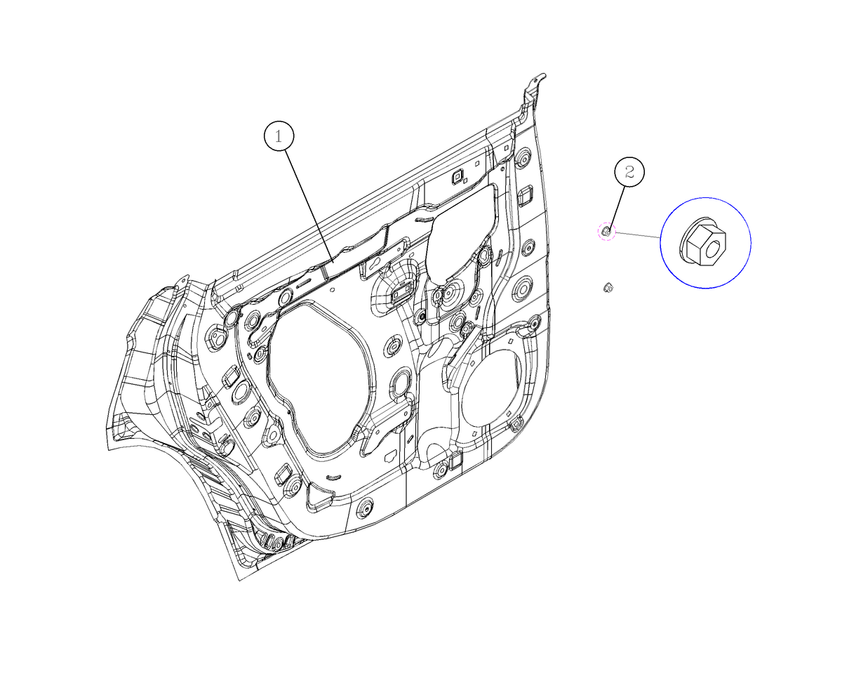 F1T1 - LEFT REAR DOOR INNER PANEL BODY ASSEMBLY