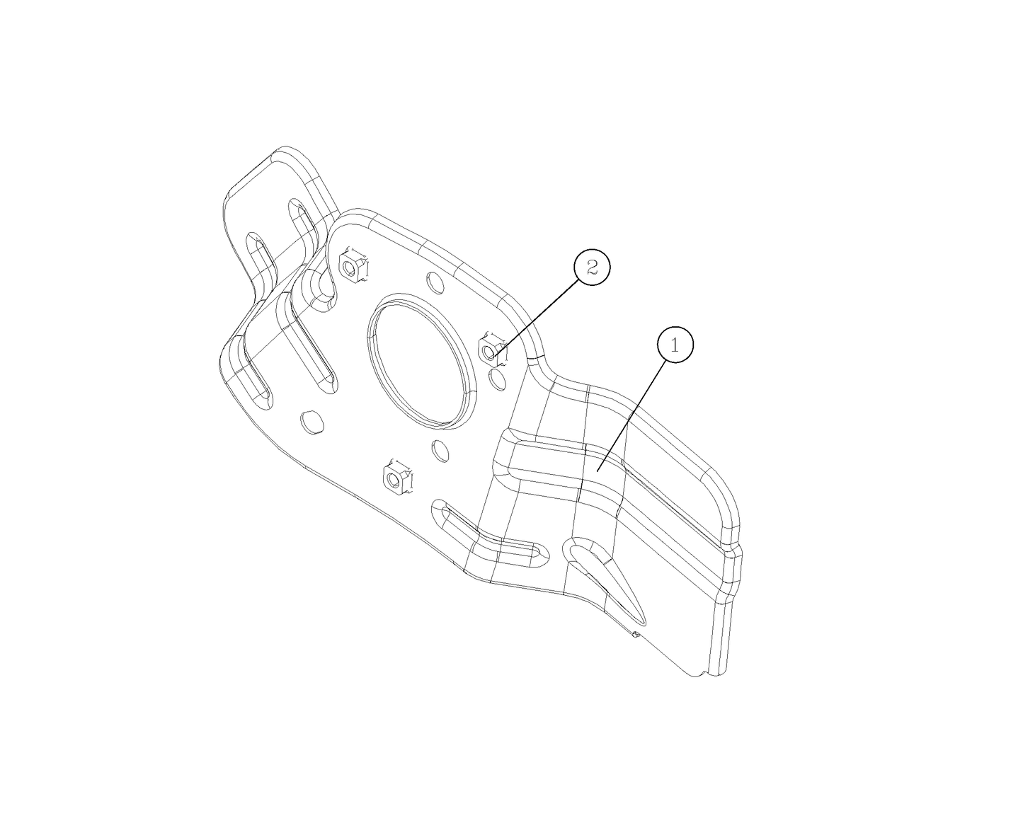 F1T1 - Trunk lid electric lock motor mounting plate assembly