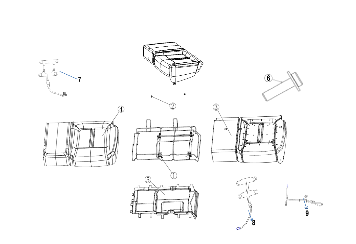 F1T1 - Rear six-point cushion assembly