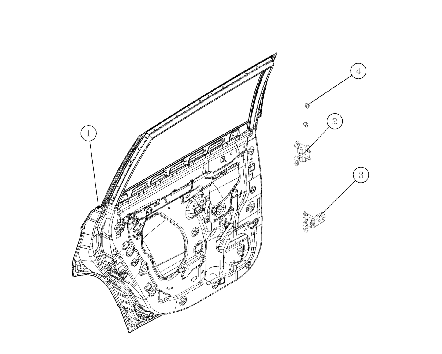 F1T1 - Left rear door assembly (illuminated version)
