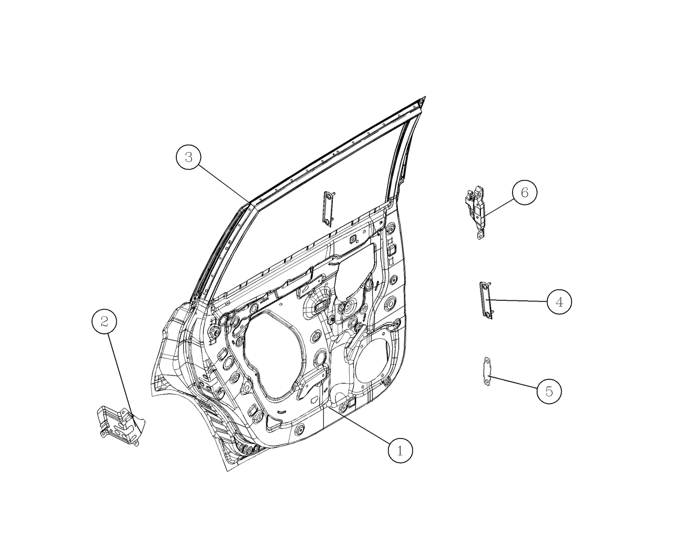 F1T1 - Left rear door inner panel welding sub-assembly (bright strip version)