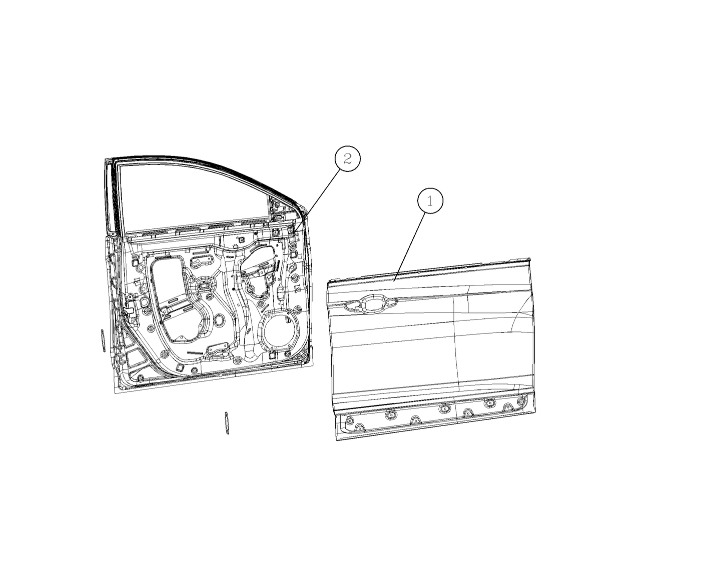 F1T1 - Left front door welding assembly (bright bar version)