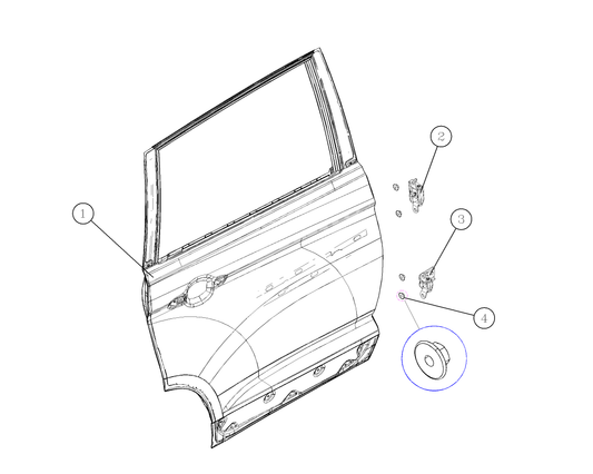 F1T1 - Right rear door assembly (illuminated version)