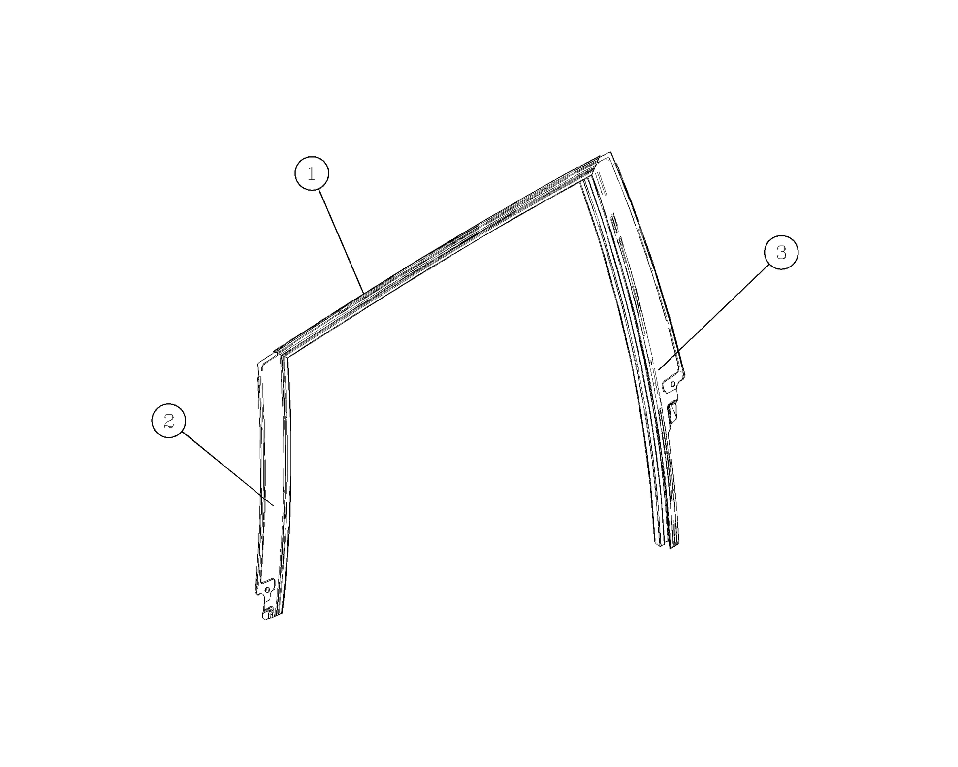 F1T1 - Right rear door and window frame subassembly (bright strip version)