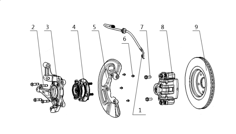 F1N1 - RF AXLE WITH CALIPER ASSEMBLY