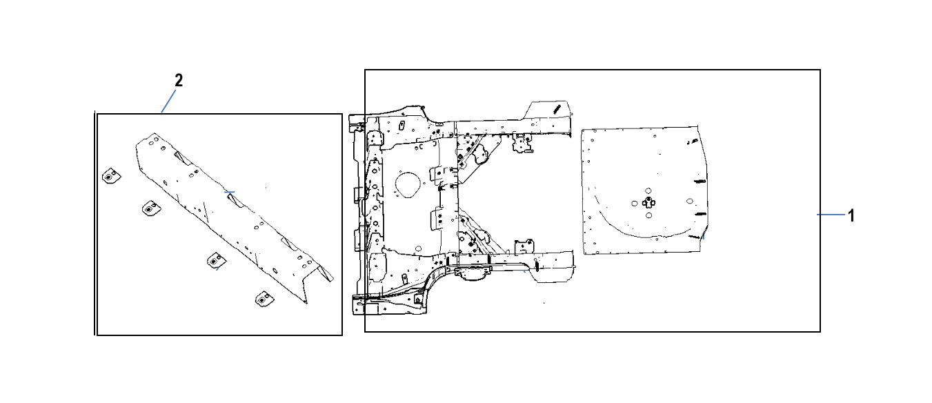 F1T1 - Rear floor assembly (five-seat torsion beam)