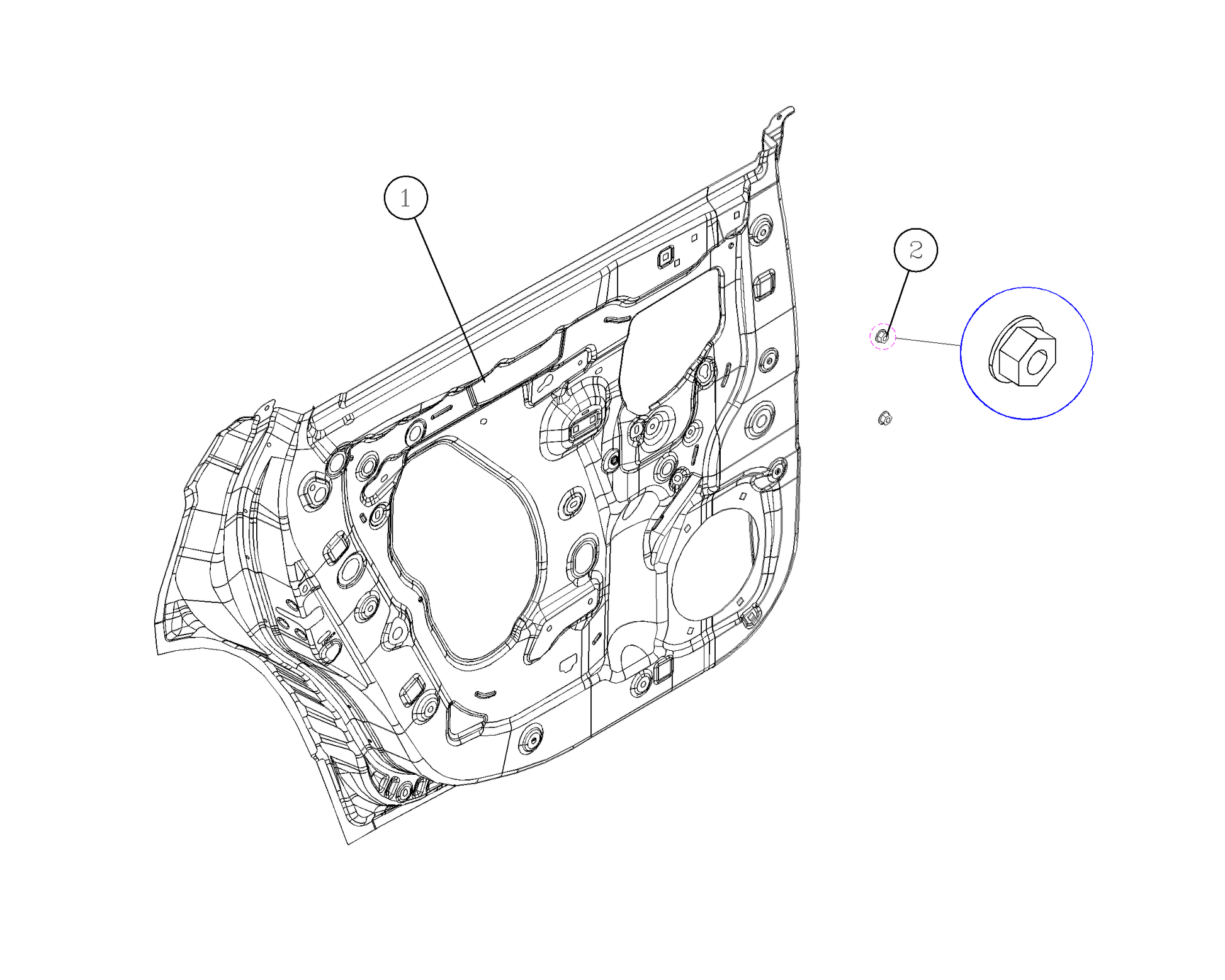 F1T1 - Left rear door inner panel body assembly