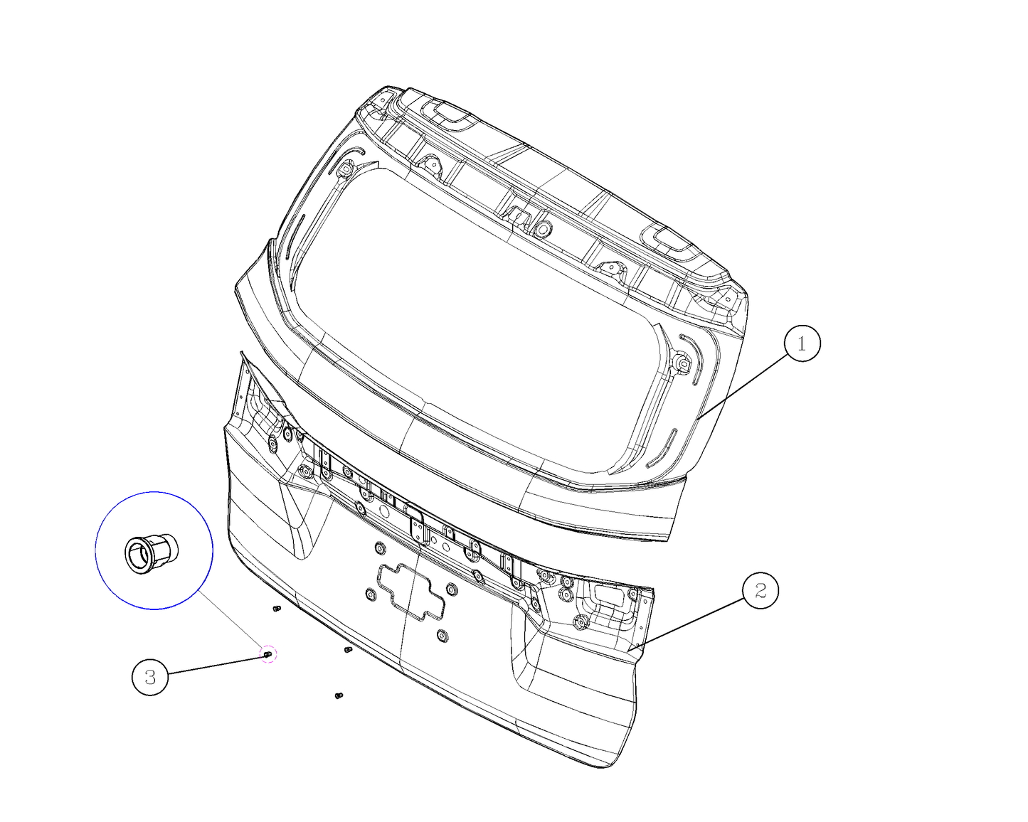 F1T1 - Back door outer panel assembly