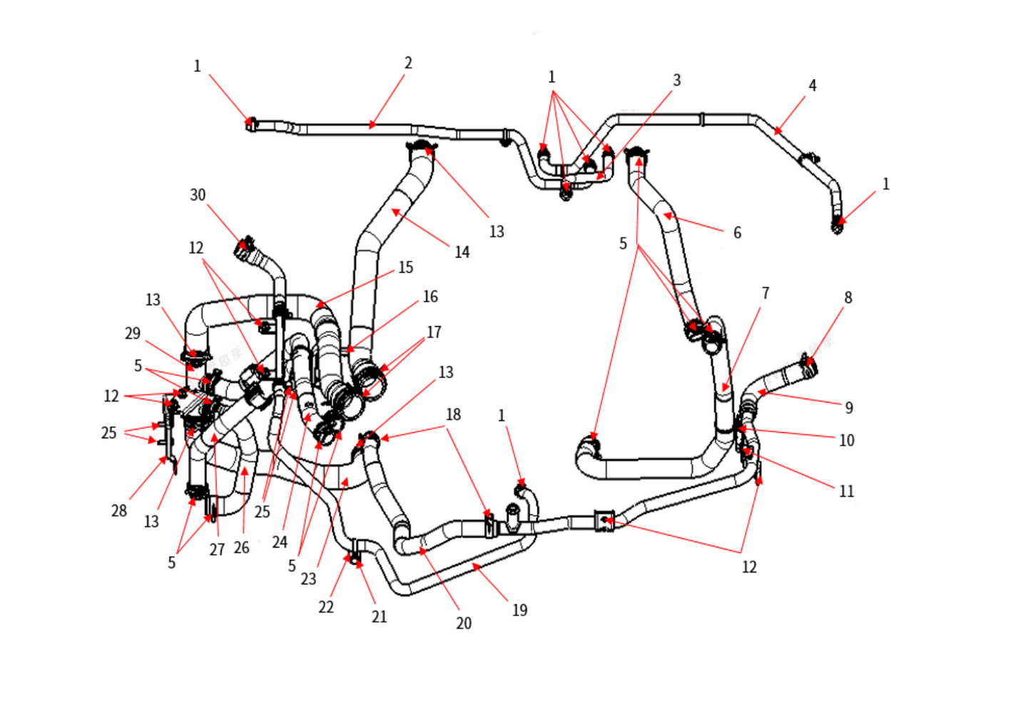 F1T1 - Radiator hose and connecting pipe module