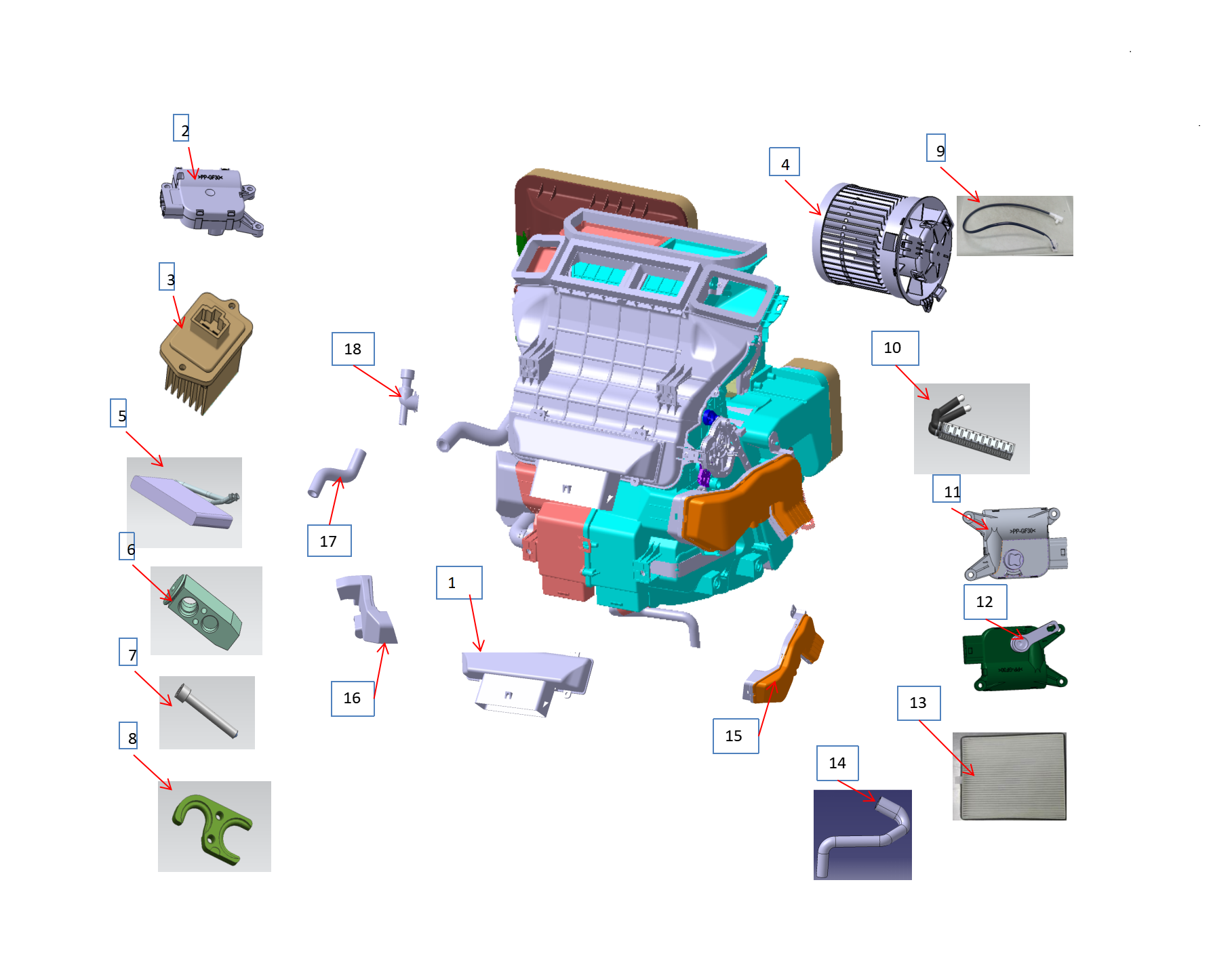 F1T1 - Automatic air conditioner HVAC assembly
