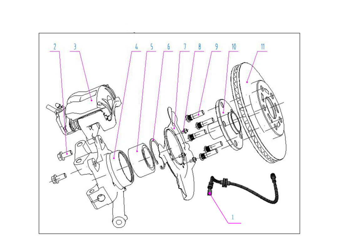 F1T1 - RF axle with caliper assembly