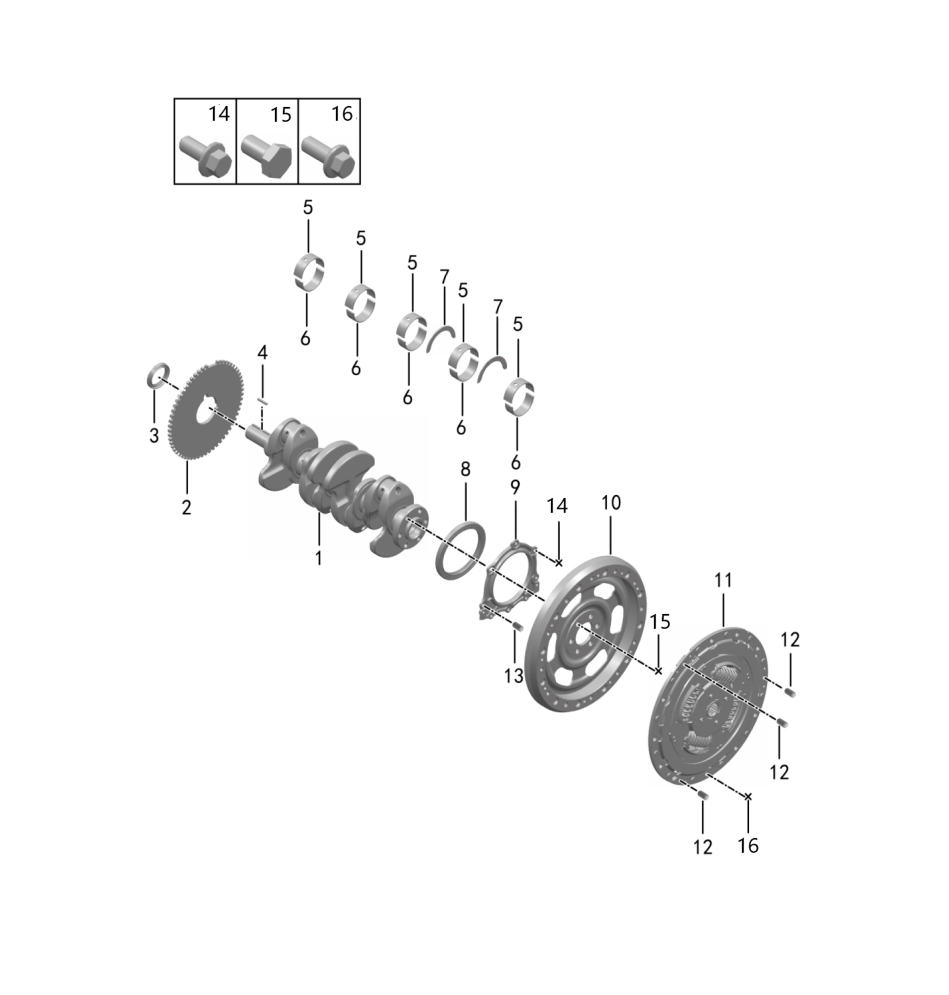 F1N1 - CRANKSHAFT AND FLYWHEEL