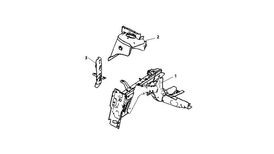 F1T1 - left front longitudinalbeam and left front wheel casing assembly