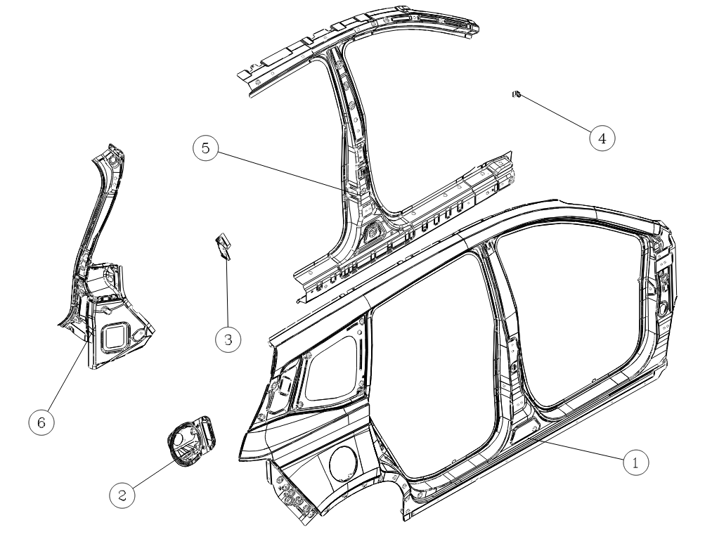 F1T1 - Outer plate assembly of right side wall