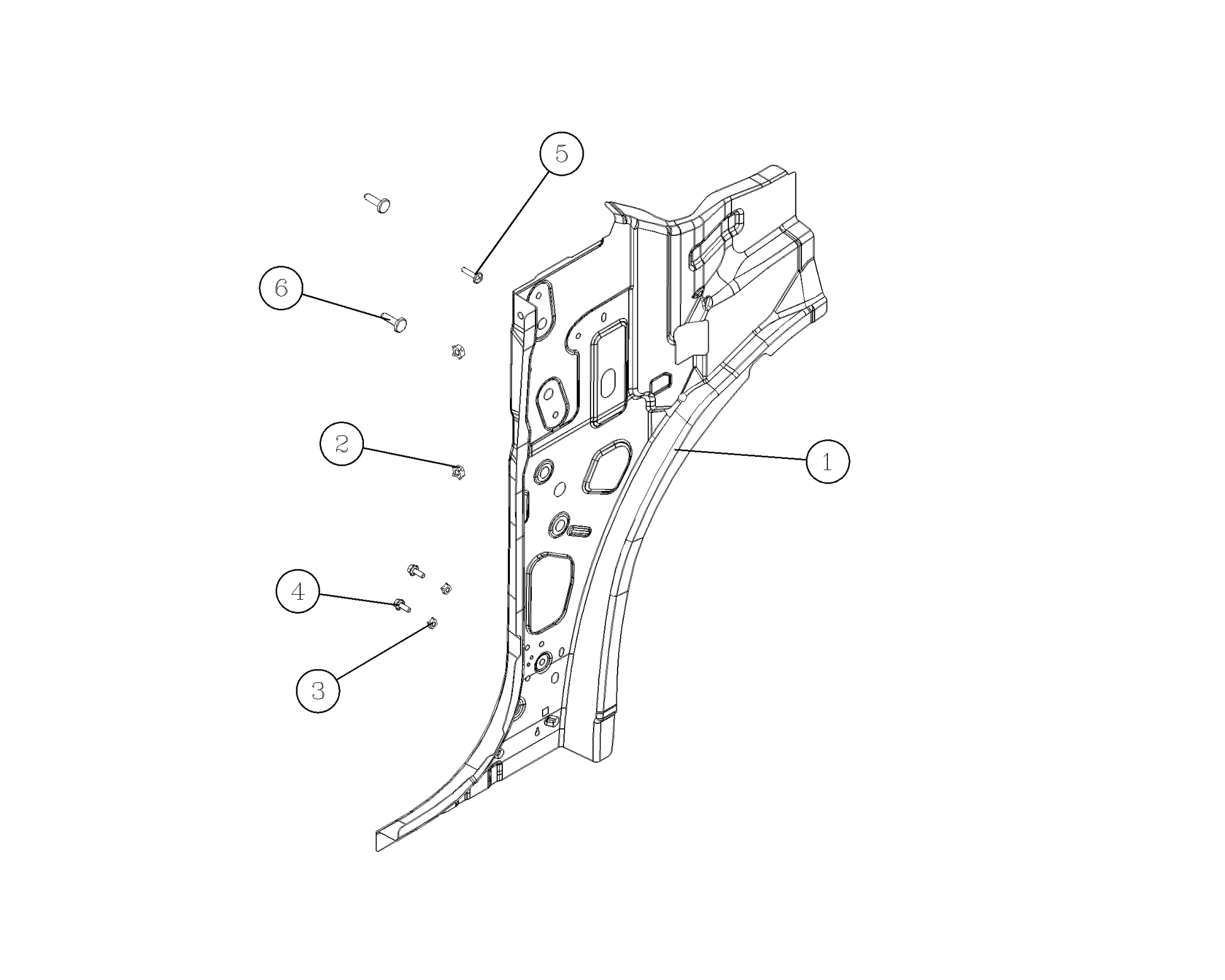 F1T1 - Pillar A inner plate assembly of RF wall