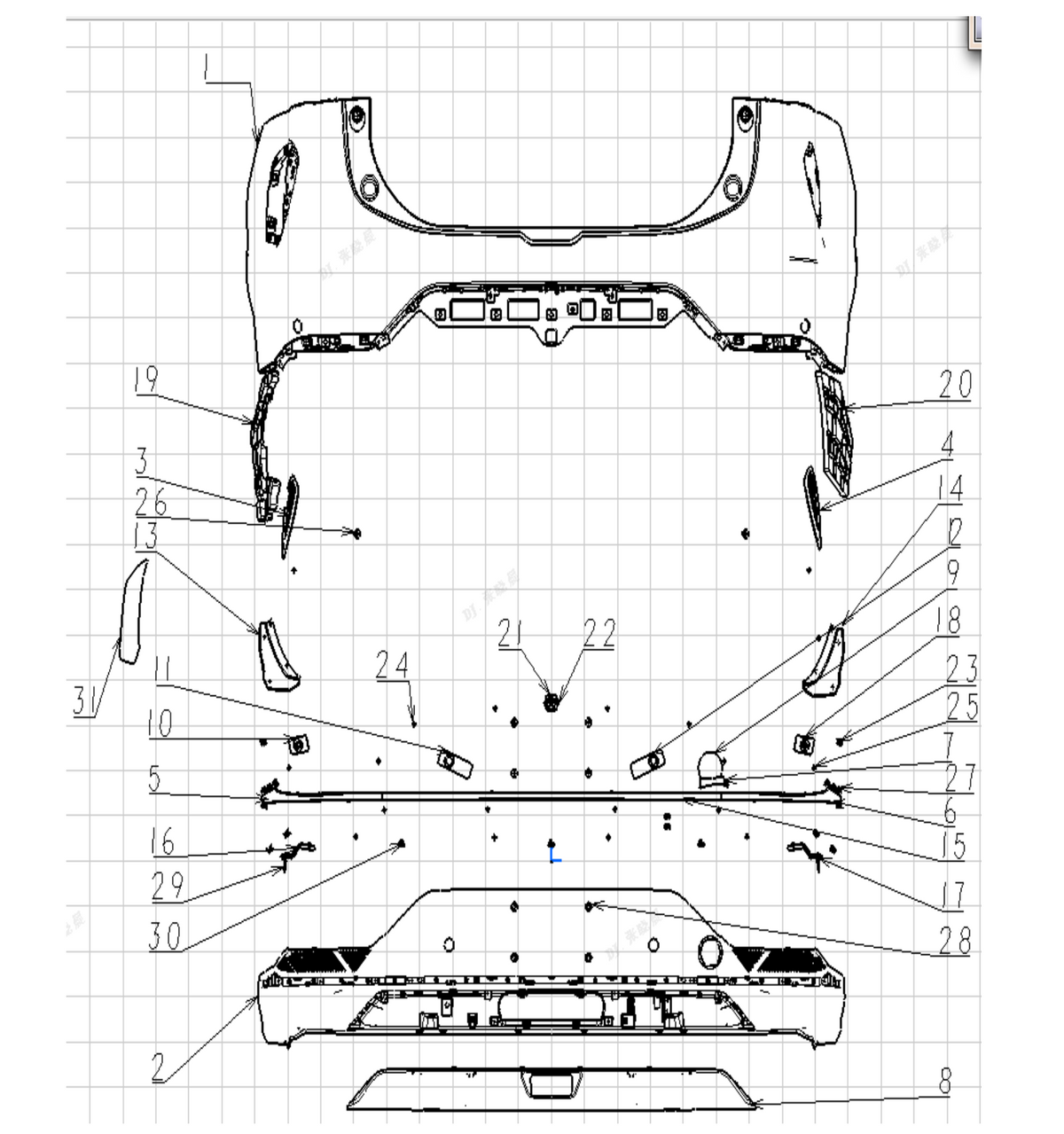 F1F2 - REAR BUMPER ASSEMBLY