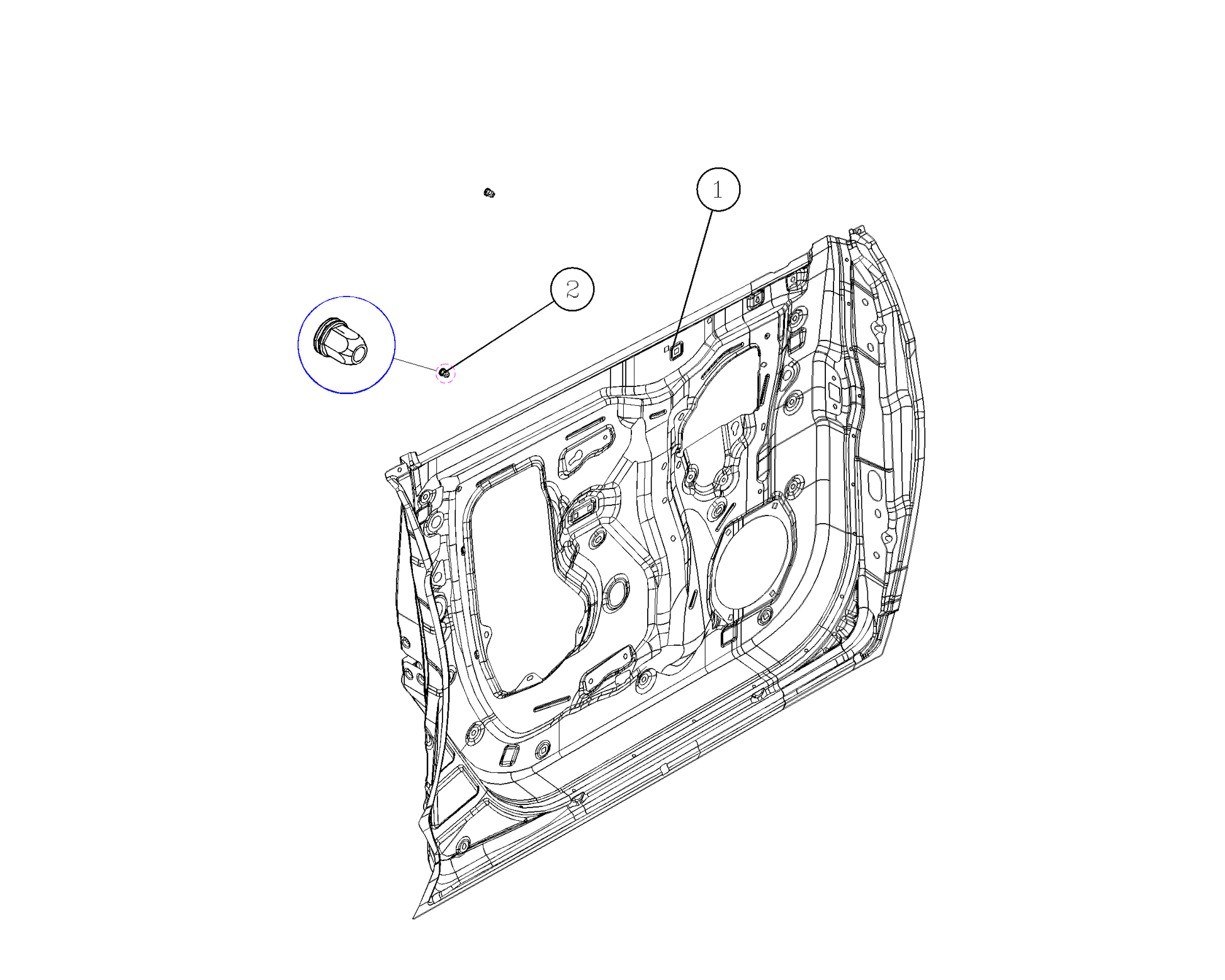 F1T1 - Front right door inner panel body assembly