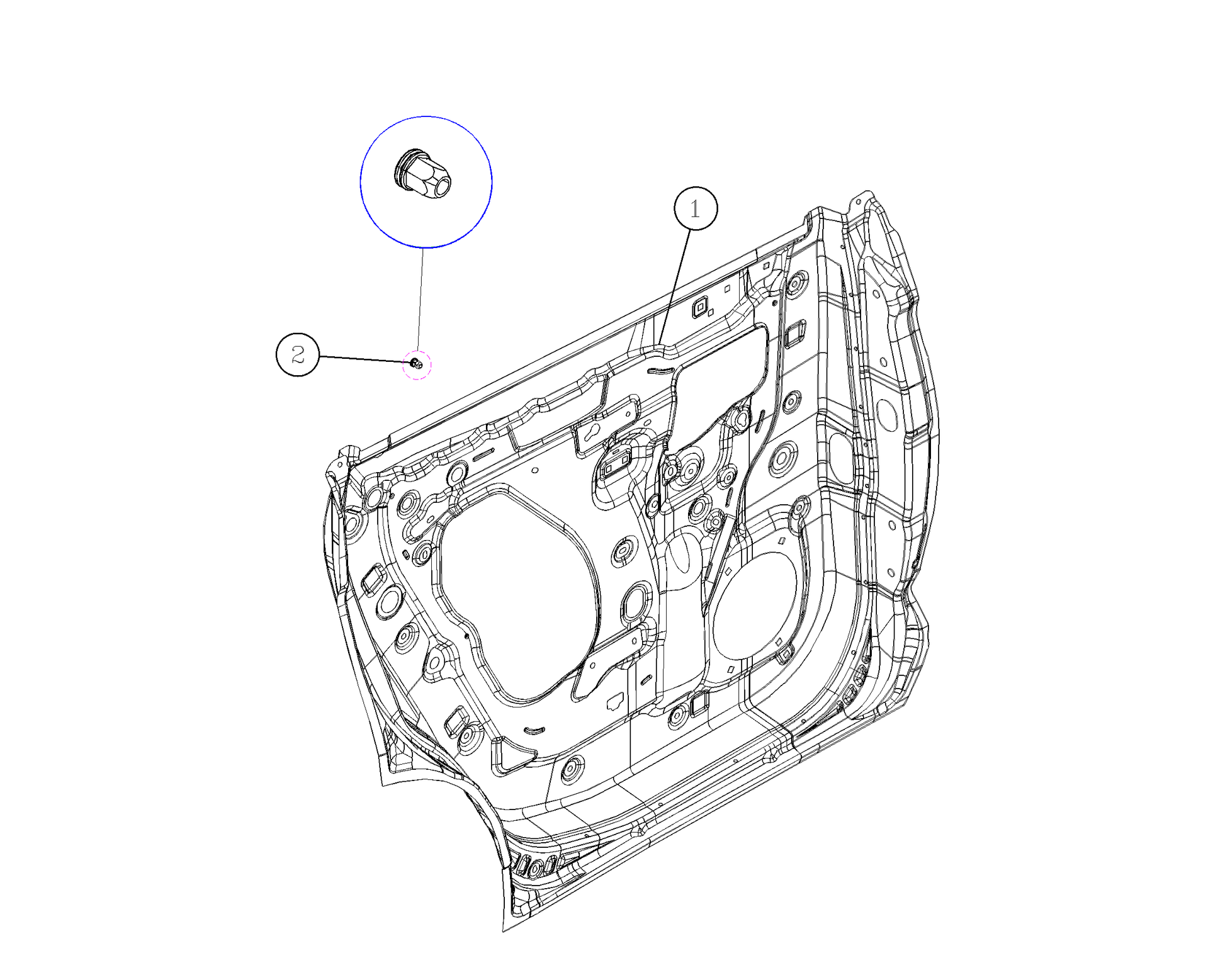 F1T1 - Right rear door inner panel body assembly