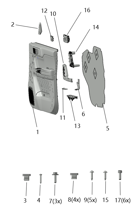 B1T1 - Right Front Door Trim Assembly
