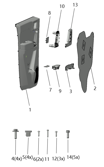 B1T1 - Left Rear Door Trim Assembly