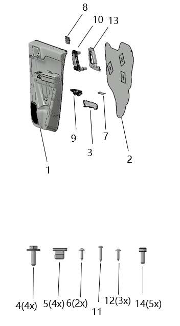 B1T1 - Right Rear Door Trim Assembly