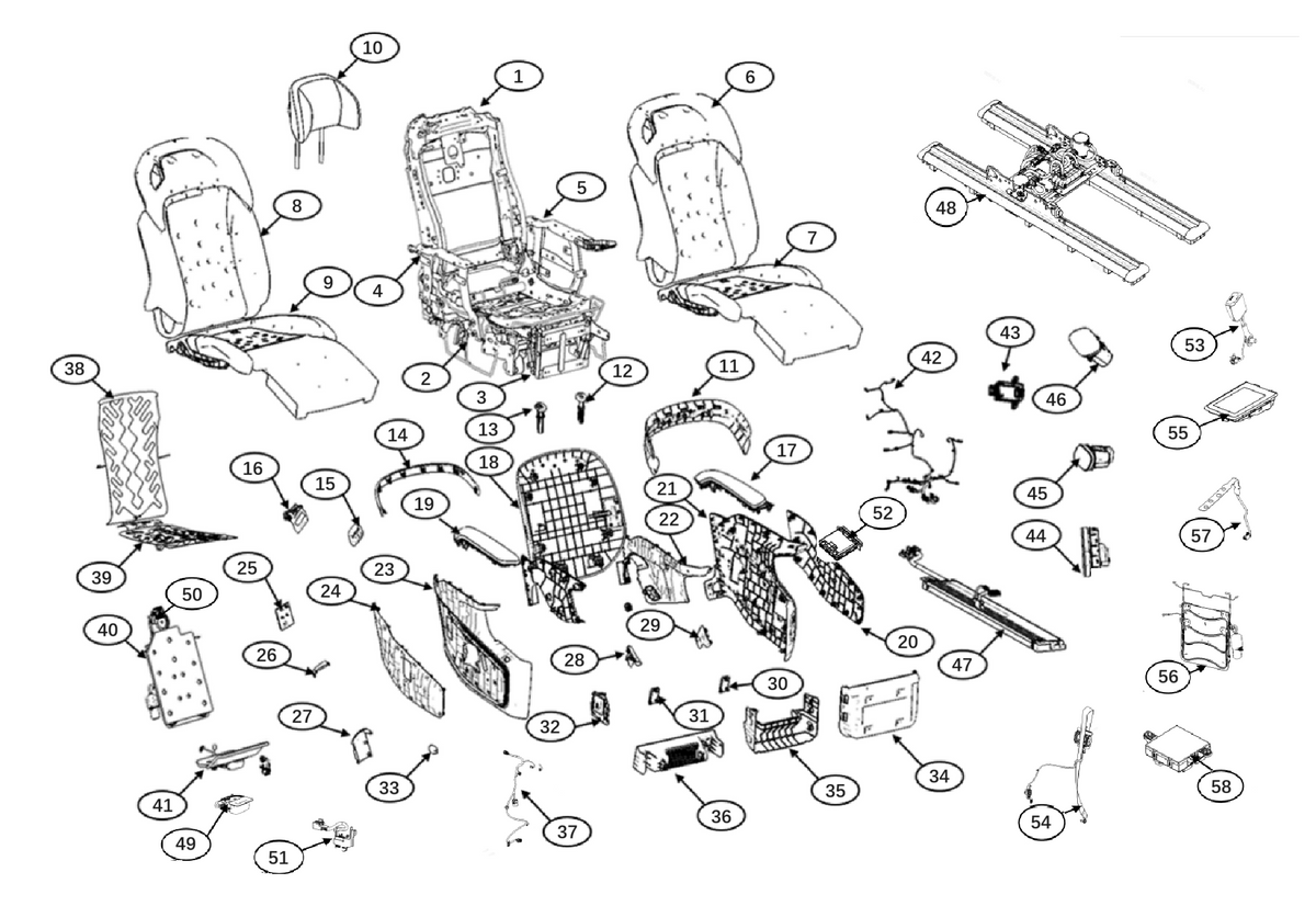 F1N1 - SECOND ROW RIGHT SINGLE SEAT ASSEMBLY