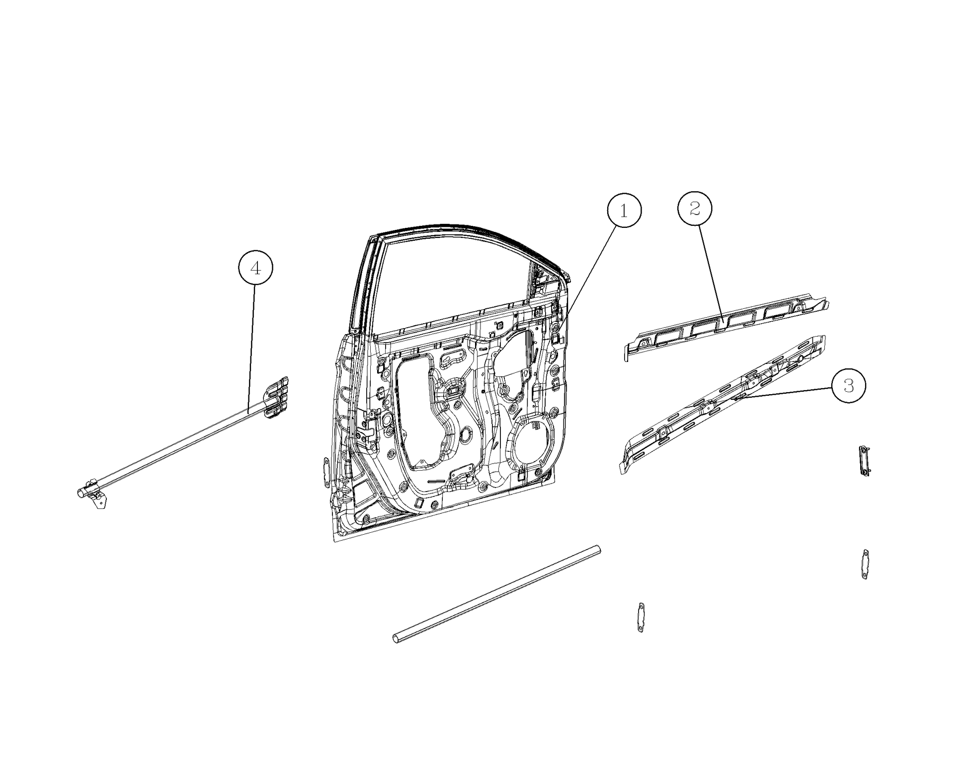 F1T1 - Front left door inner panel welding assembly (bright strip version)