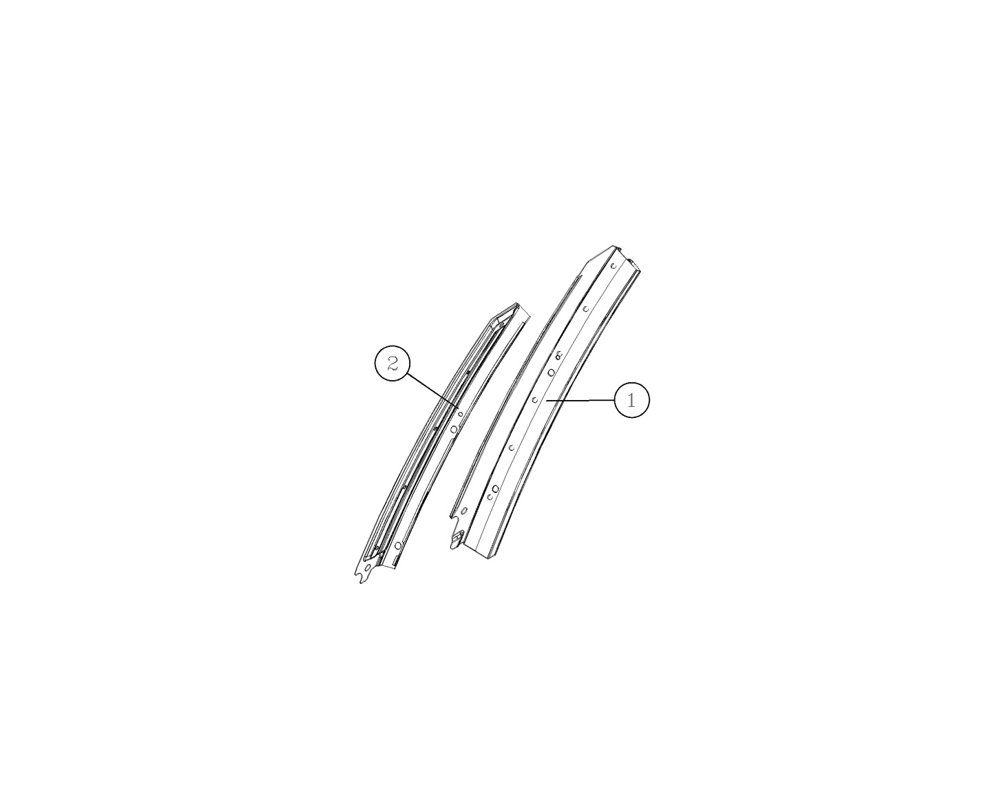 F1T1 - Left rear door C-pillar assembly(bright strip version)
