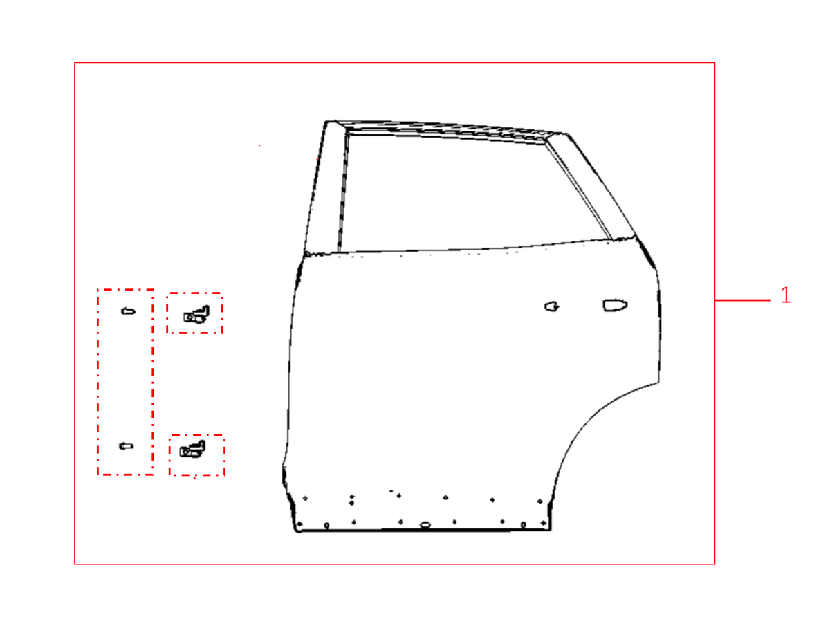 F1F2 - LEFT REAR DOOR ASSEMBLY ASSEMBLY