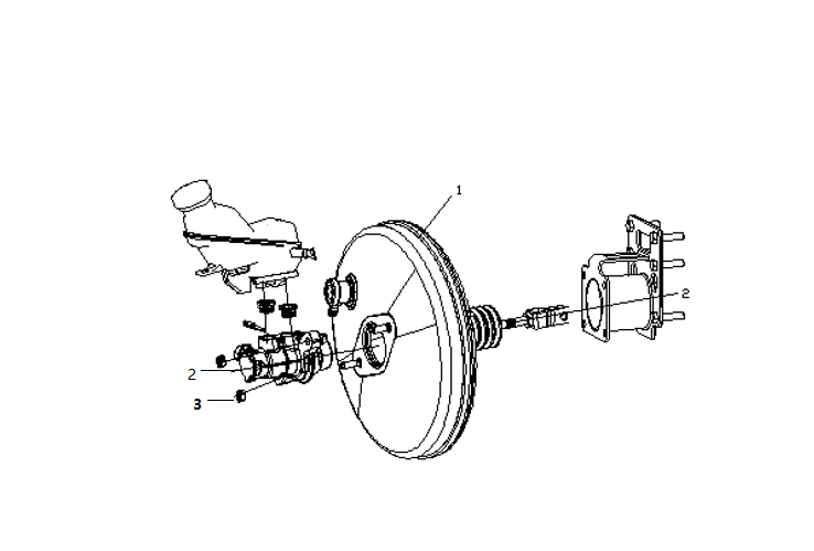 F1T1 - Vacuum booster with brake master cylinder assembly