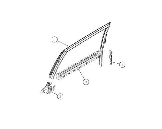F1T1 - LEFT REAR DOOR ROLLER WINDOW FRAME ASSEMBLY (BRIGHT VERSION)