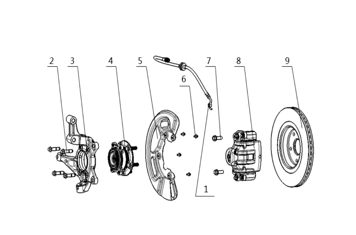 F1F2 - RF AXLE WITH CALIPER ASSEMBLY