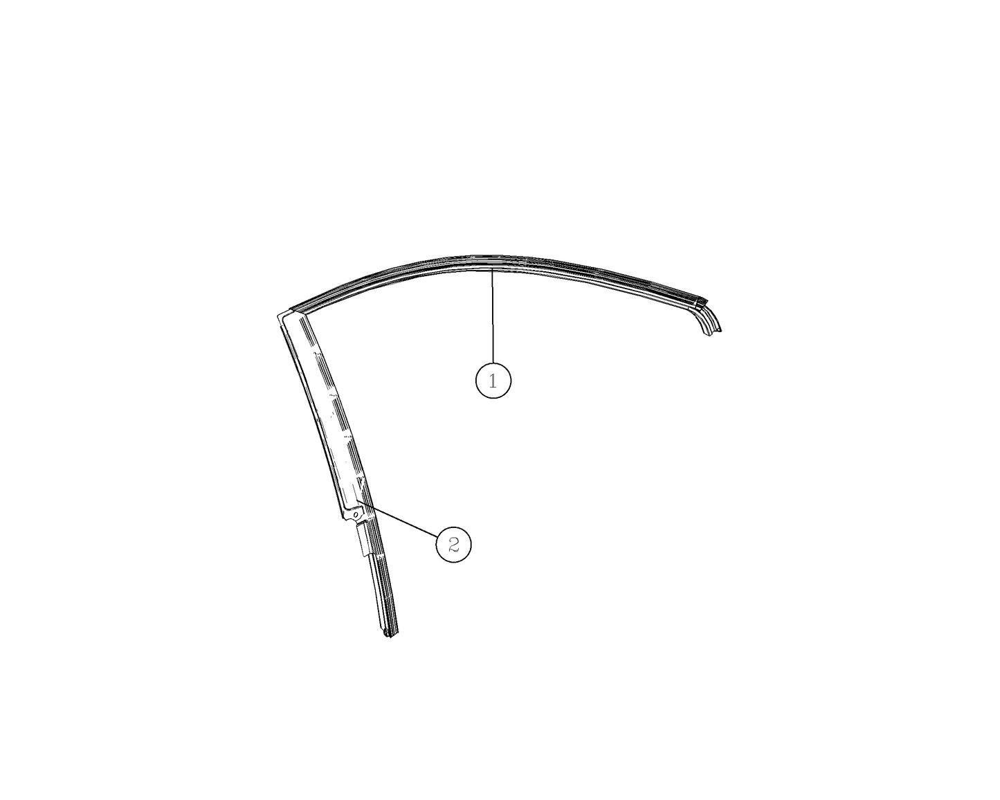 F1T1 - Right front right door window frame subassembly (bright strip version)
